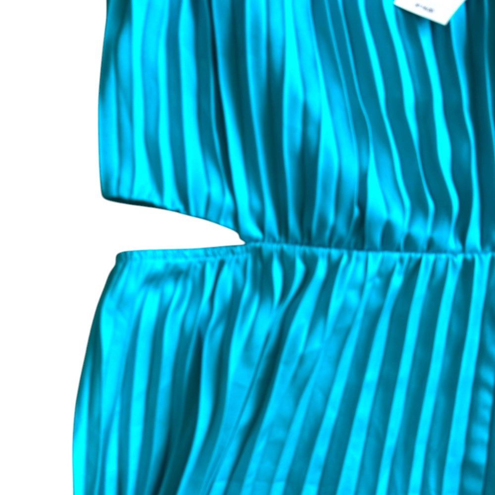 EXPRESS teal pleated spaghetti strap cut out maxi dress size Large - NWT! - Picture 6 of 9